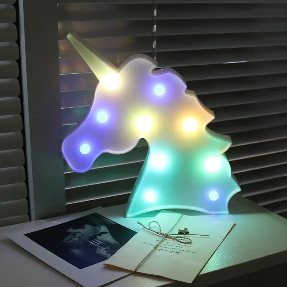  Night Light Unicorn Lamp LED Unicornio Head Children's Night Light 3D Colorful Lamps For New Year G - 32858002062