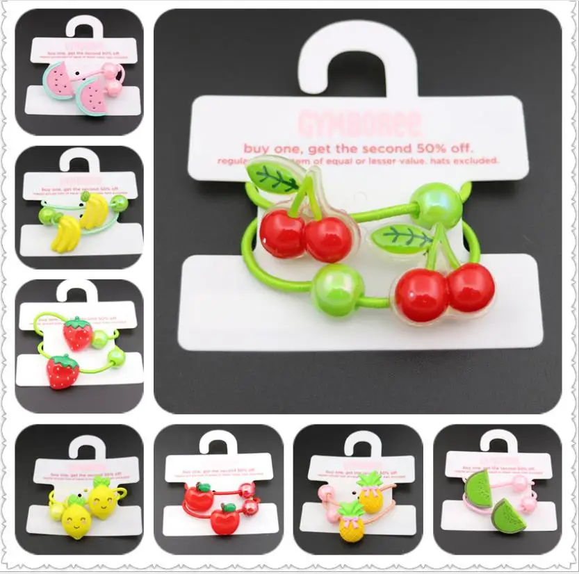 

New Fruit Cute Hair Bands Watermelon lemon Candy Color High Elastic Hair Bands Rubber Tie Resin Girls Gift Hair Accessories Q24