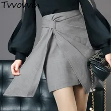 TVVOVVIN, летняя тонкая юбка для женщин, завышенная талия, неровные повязки, облегающие мини-юбки для женщин,, модная одежда, новинка AS915