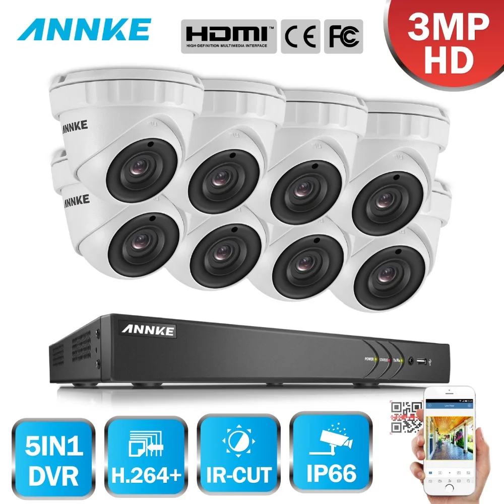 

ANNKE 8CH 3MP CCTV System HD TVI DVR 8PCS 2048*1536 3MP TVI Weatherproof Camera Outdoor CCTV Camera Home Video Surveillance Kit