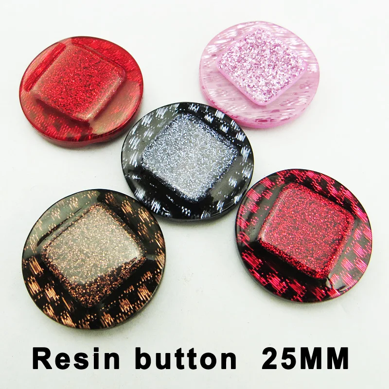 

15PCS 25mm bling series shape Dyed RESIN BRAND buttons coat boots sewing clothes accessory decorative sweater button A-010