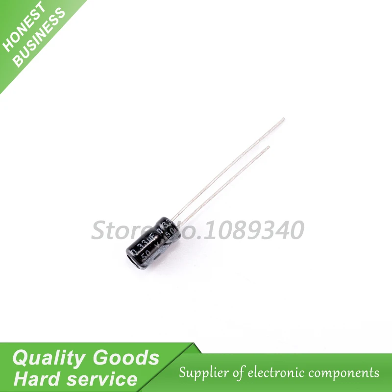 

50PCS 50V0.33UF 5*11mm 0.33UF 50V 5*11 Aluminum electrolytic capacitor