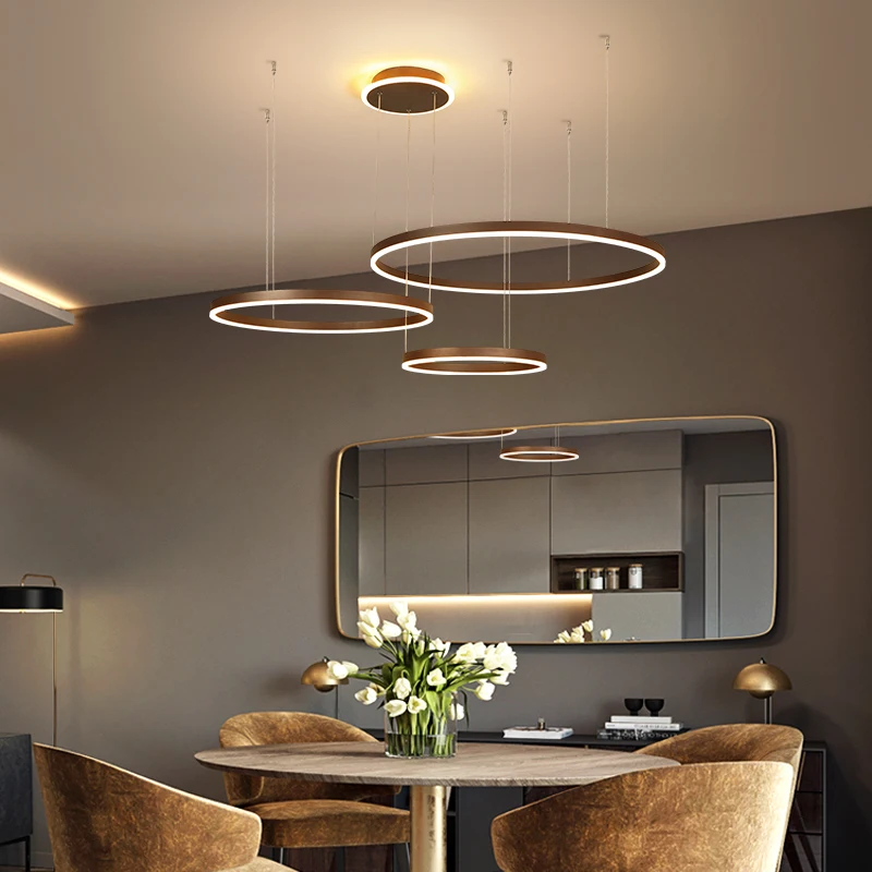 

Chandelier living room lamp simple post modern light luxury restaurant light creative personality ring LED clothing store light