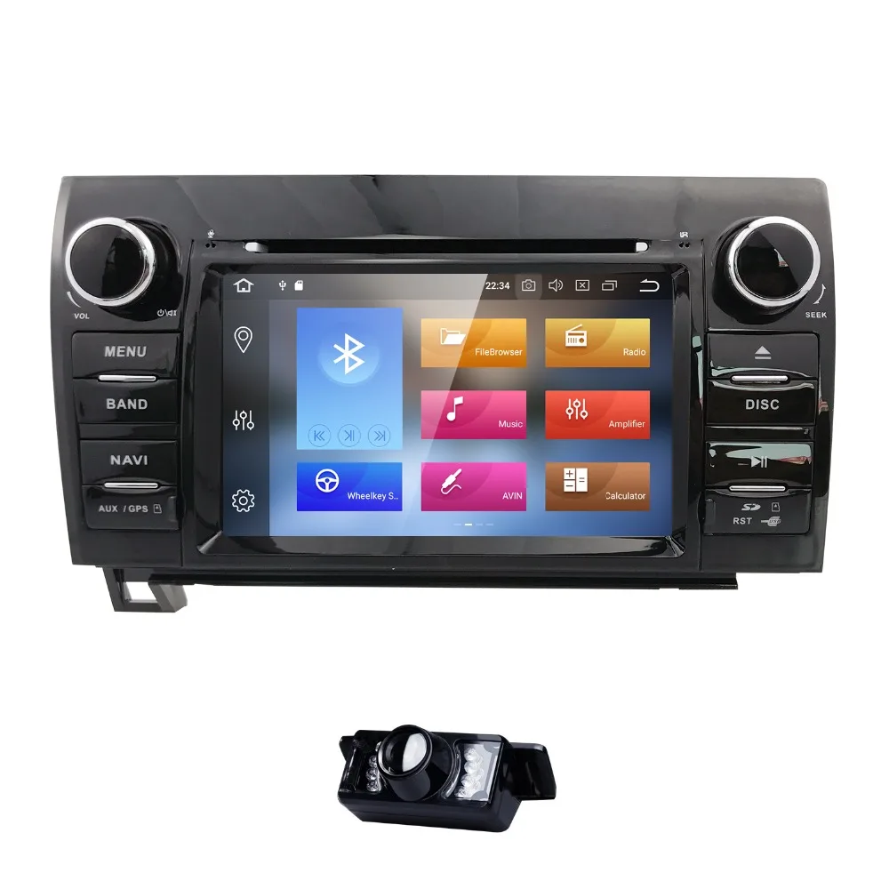 Discount 2 Din Android 8.0 8Core Car DVD Player For Tundra Sequoia GPS Navigation Stereo Touch Screen 8Core 4GB+32GB Map+Cam 2