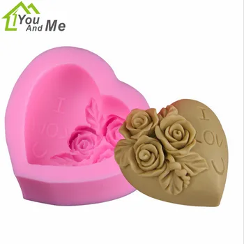 

DIY 3D Rose Flower Bouquet Loving Heart Shape Fondant Cake Decoration Mold Silicone Sugar Chocolate