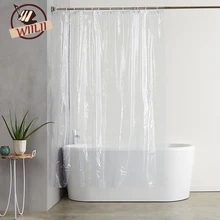 Plastic PEVA Waterproof Shower Curtain Transparent White Clear Bathroom Curtain Luxury Bath Curtain With Hooks