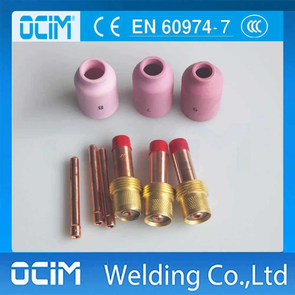 9 шт. Tig Collet Body Collets газовый объектив Комплект подходит для TIG сварочный фонарь PTA DB SR WP 17 18 26