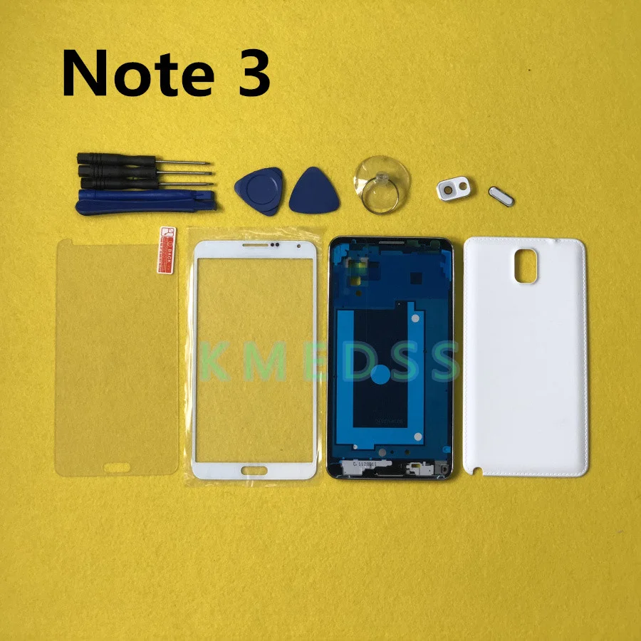 Полный Корпус чехол для samsung Galaxy Note 3 N900 N9005 ЖК-дисплей панели средняя рамка Батарея дверь задняя крышка+ передний Стекло объектив+ Инструменты