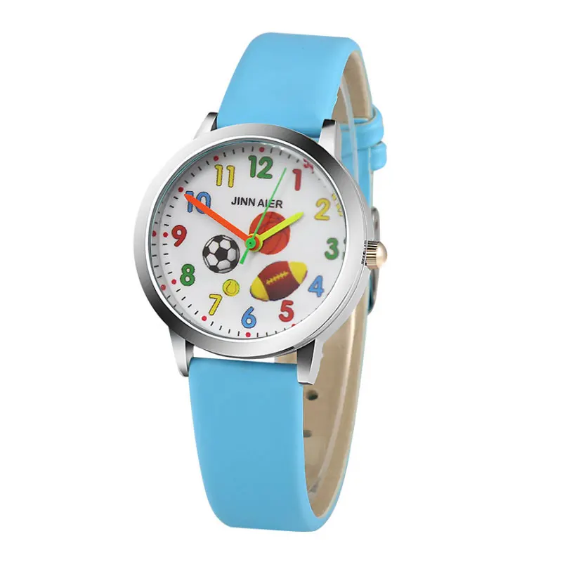 

Children's Watch Cartoon Basketball Football Pattern Cute Boy Sports Watch Girl Leather Children Wristwatches montre enfant