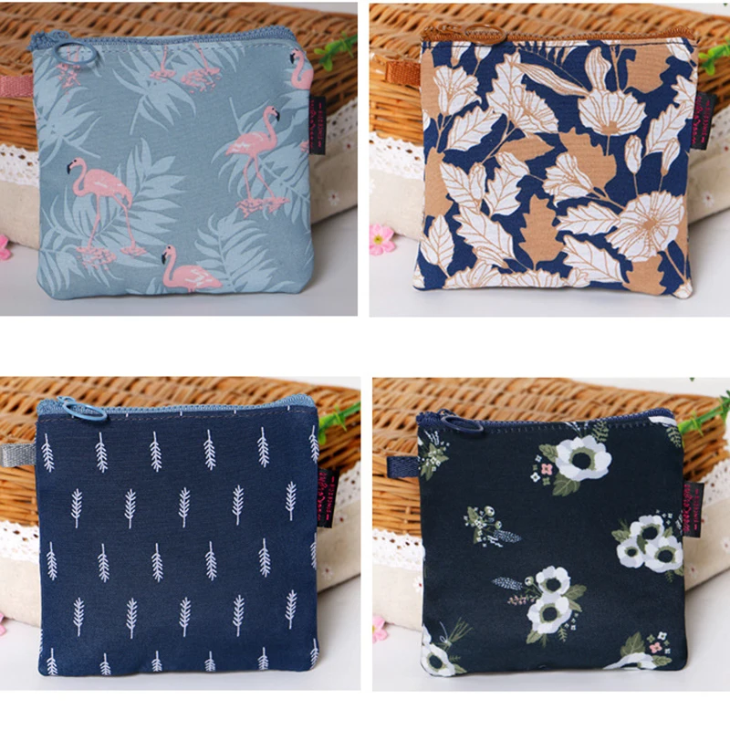 

Portable Zipper Sanitary Napkin Storage Bag Cotton Linen Sanitary Pads Bag Sewing Kit Coin Purse Jewelry Organizer Pouch Case