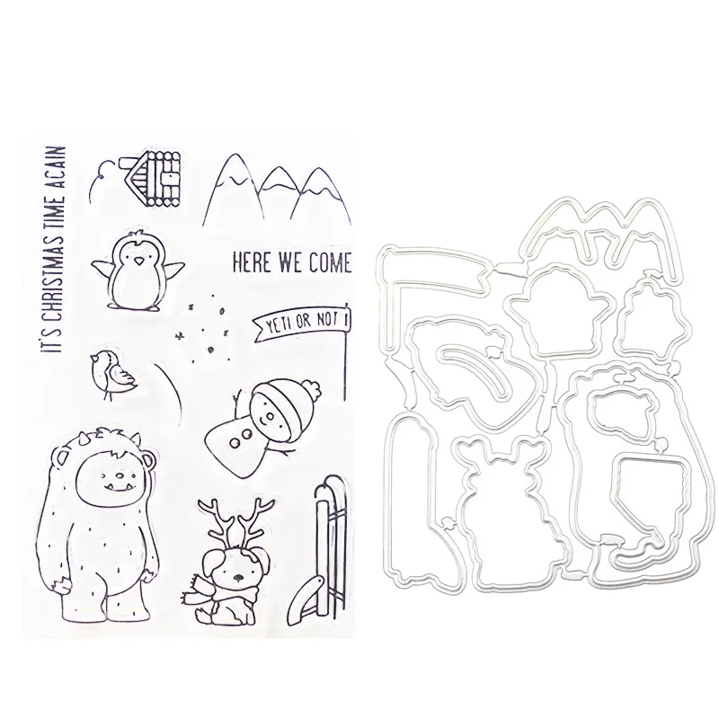 

Christmas beast Transparent clear stamp/Matched Metal Cutting Die Stencil for DIY Scrapbooking Decorative Embossing card making