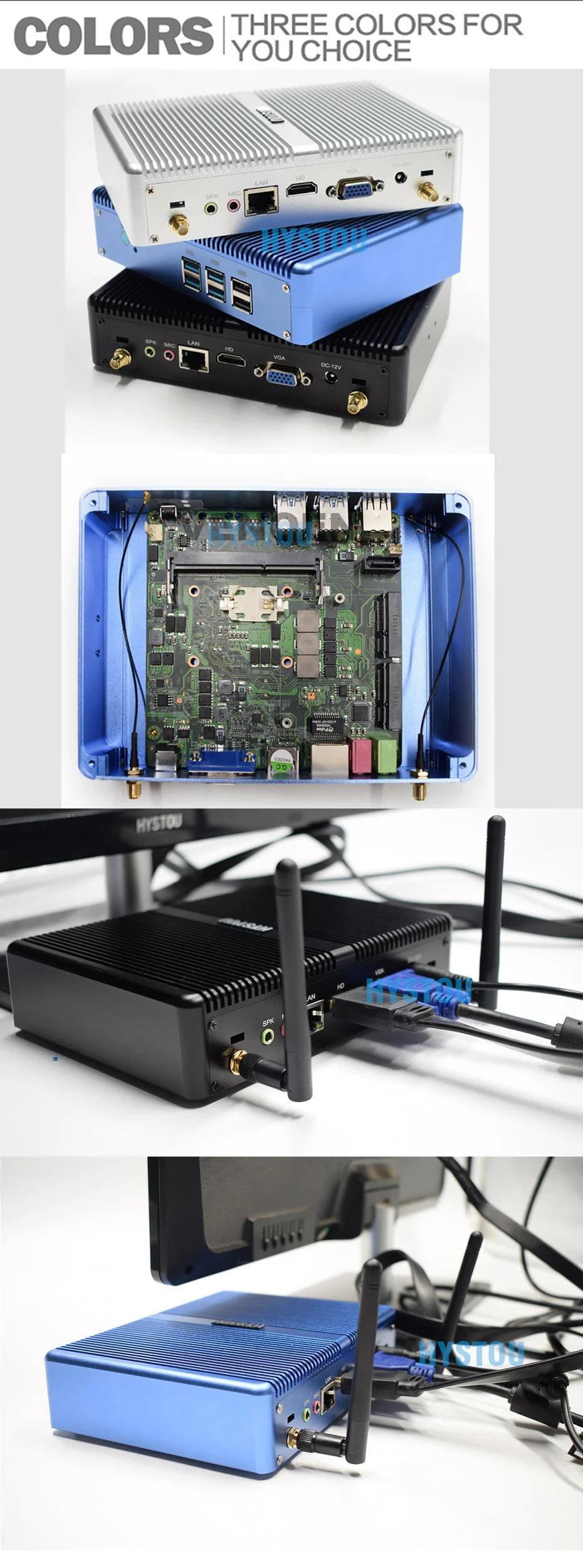 Core i5 7200U i7 5550U HYSTOU Мини ПК Windows 10 HDMI VGA двойной дисплей порт мини HTPC мини компьютер Linux i3 7100U 4K ТВ коробка ПК