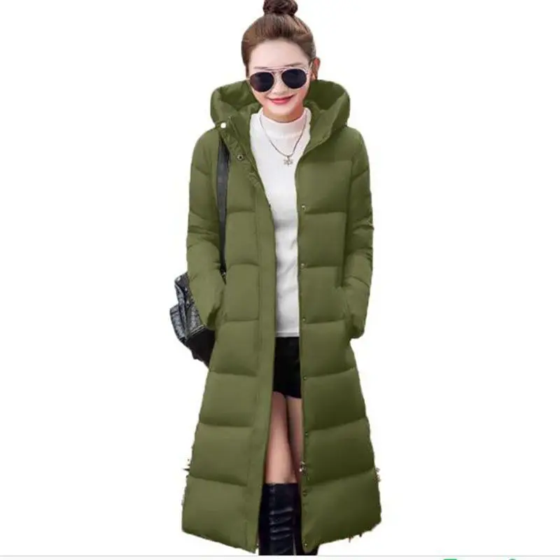 Nouvelles 2018 Long Capuchon Femmes Chaud Green kaki Rembourré Parka Bleu Vestes Noir gris Parkas Épaissir À rouge Coton army marine Mince Manteau Pardessus Ac871 Hiver WED9IH2