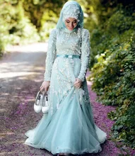 MZYW0356 full long sleeve high neck with hijab beaded vestido de noiva de renda long sleeve muslim wedding dress