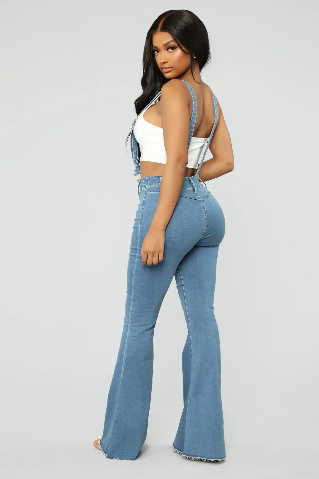 womens bell bottom overalls