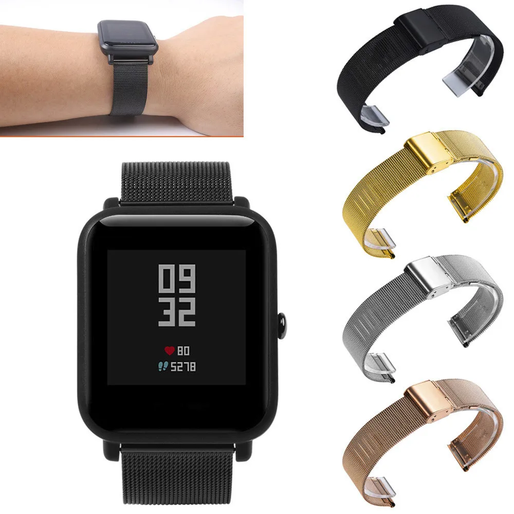 Миланская браслет из нержавеющей стали ремешок для часов Huami Amazfit Bip Youth Watch SmartWatch