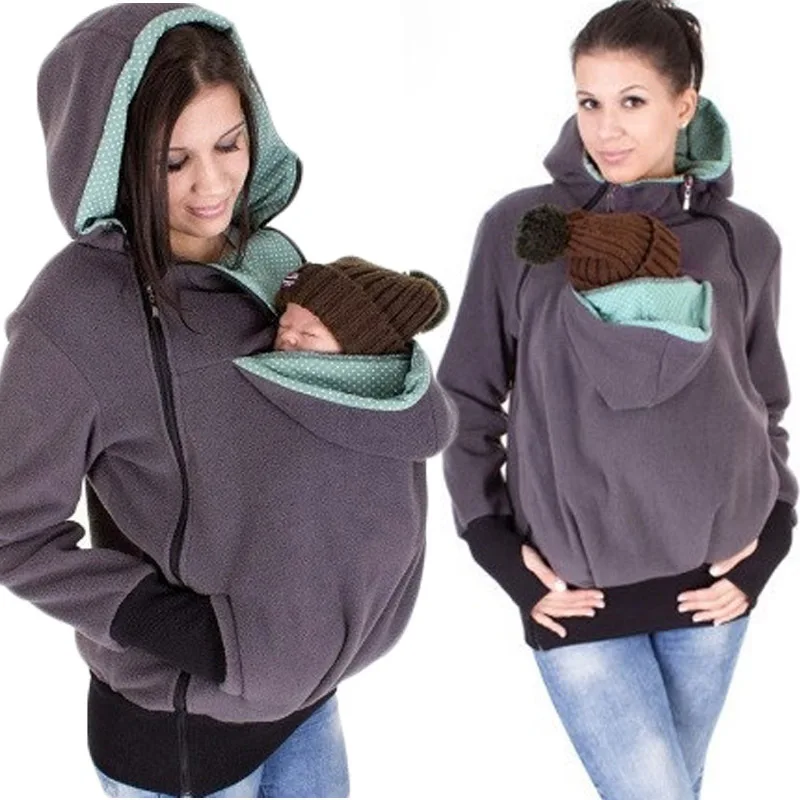 

ATKULLQZ New Autumn and winter explosion models three-in-one multi-function mother Kangaroo sweatershirt coat women's clothing