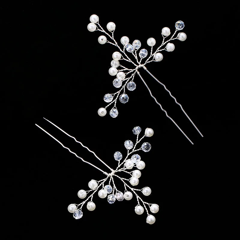 TREAZY модные свадебные аксессуары для волос имитация жемчуга хрустальные шпильки для волос цветок заколка для волос Пышные свадебные украшения - Окраска металла: Style 8