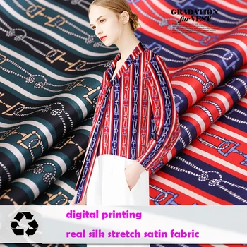 

Good Quality Real Silk Fabric Width 108cm Red Digital Printing Stretch Satin Silk Fabric Sewing Material Diy Summer Dress/Shirt