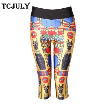 

TCJULY Printed Capri Pants For Women Summer Large Sizes 4XL High Waist Push Up Cropped Trousers Breathable Stretch Workout Pants