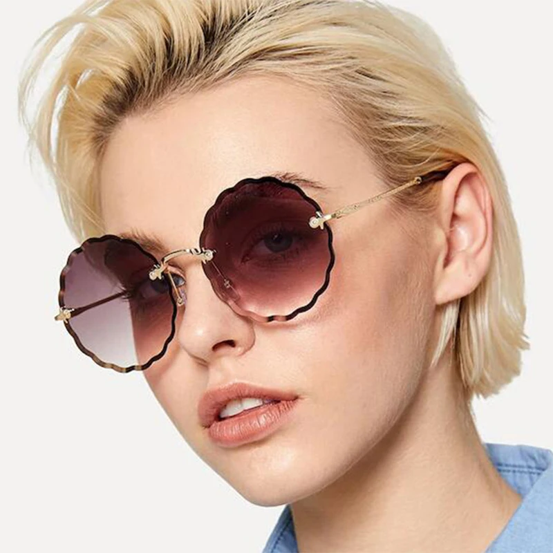 

Hot Fashion!woman Man Big Round Vintage Retro Frameless Flower Sunglasses Color Film Lens Goggle Sun Eyeglasses,t3