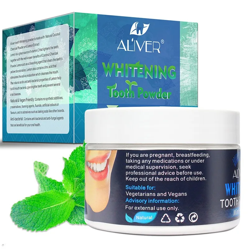ALIVER Mint Dental Powder Teeth Whitening Fresh Breath Protect The
