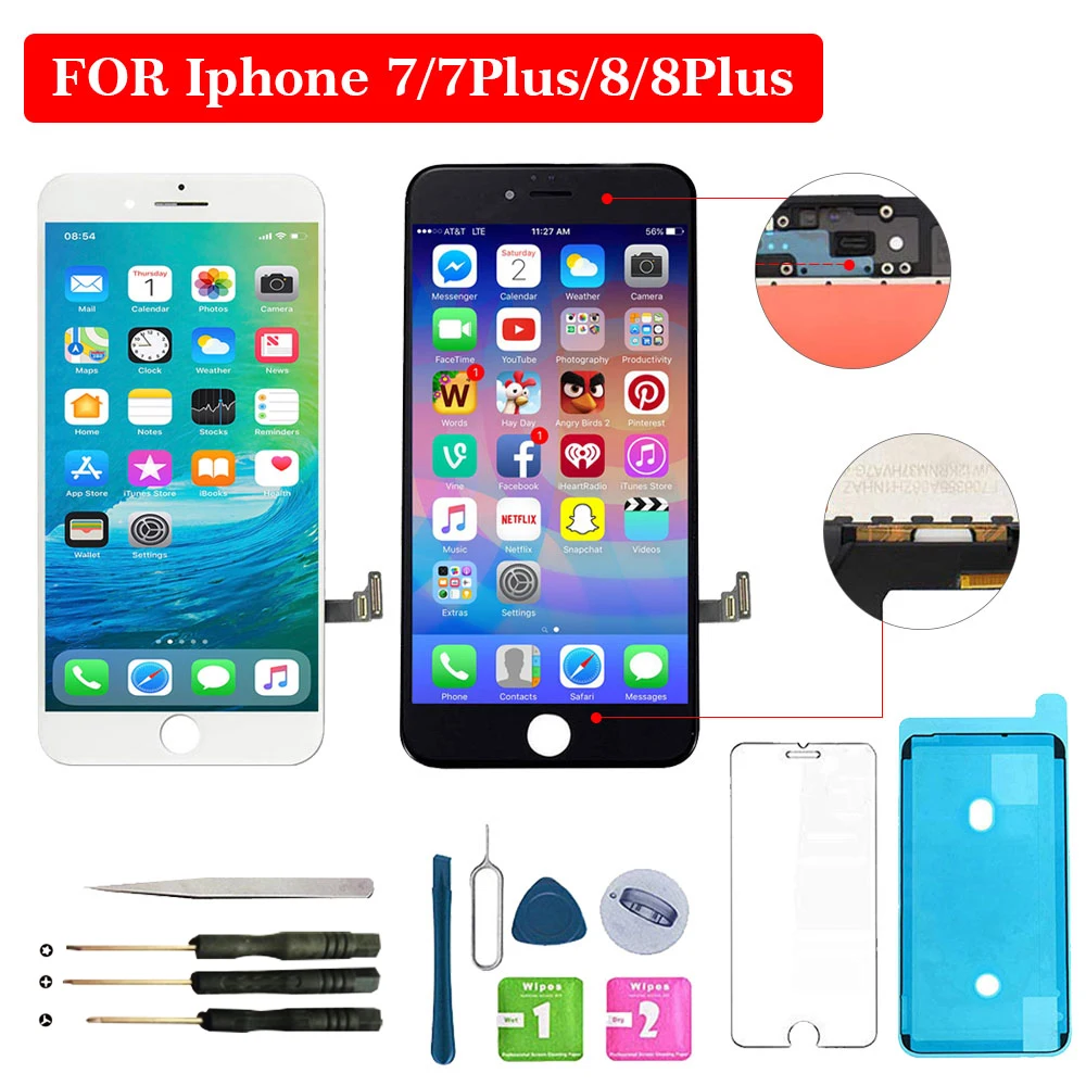 

For iphone 7 LCD 7 Plus LCD 8 LCD 8 Plus LCD Display 4.7 inch 5.5 inch 3D Touch Screen Digitizer Assembly Replacement Screen