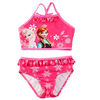 «Эльза и Анна» для девочек, детский купальник, От 3 до 12 лет дети раздельный купальный костюм для девочек; купальный костюм высокого качества детская пляжная одежда Biquini Infantil-SW068 - Цвет: rose