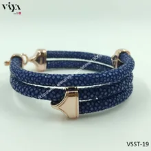 925 Silver Bracelet With Gift Box Blue Bracelet For Basketball Fans Stingray Leather Bracelet Fit Watch Christmas Gift For Men