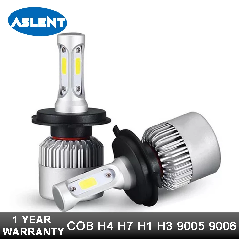 Aslent H4 высокий низкий пучок H7 H11 9005 9006 светодиодный фар автомобиля лампы 12 v 24 v моноблочные светодиодные чипы H3 H13 9004 9007 светодиодная фара противотуманная фара