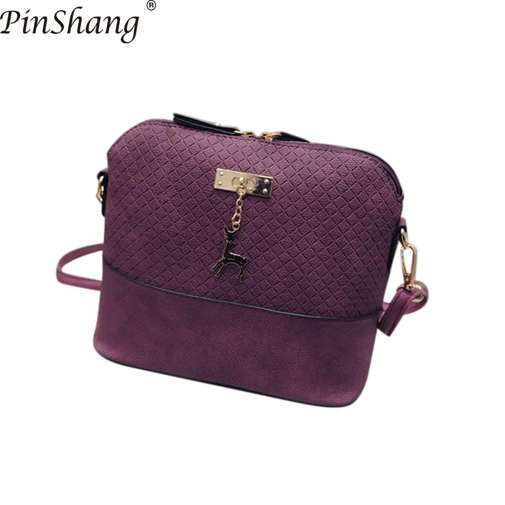 

PinShang Women Soft Leather Plaid Pattern Handbag Small Deer Pendant Shoulder Crossbody Bags Women Handbag Bags for Women ZK30