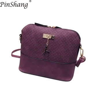 

PinShang Women Soft Leather Plaid Pattern Handbag Small Deer Pendant Shoulder Crossbody Bags Women Handbag Bags for Women ZK30