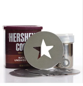 

6Pcs/set Stainless steel drawing mould coffee powder printing pattern template flower coffee spray pattern