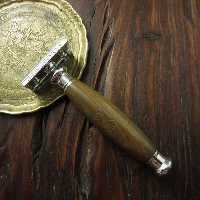 Titan с ручкой из натурального дерева двойной край Безопасная бритва для бритья бесплатная доставка
