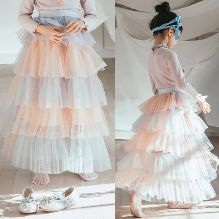 

Children's clothing lace princess skirt girls skirt rainbow skirt 2018 new princess skirt spring new products