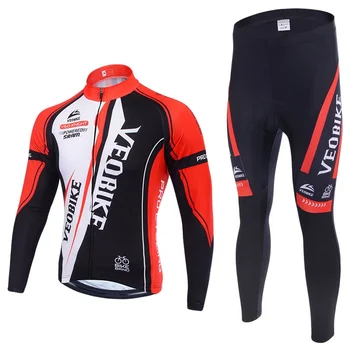 

VEOBIKE Brand Winter Thermal Fleece Pro Team Cycling Jersey Set Long Sleeve Bicycle Clothes Mountain Bike MTB Clothing Men Women