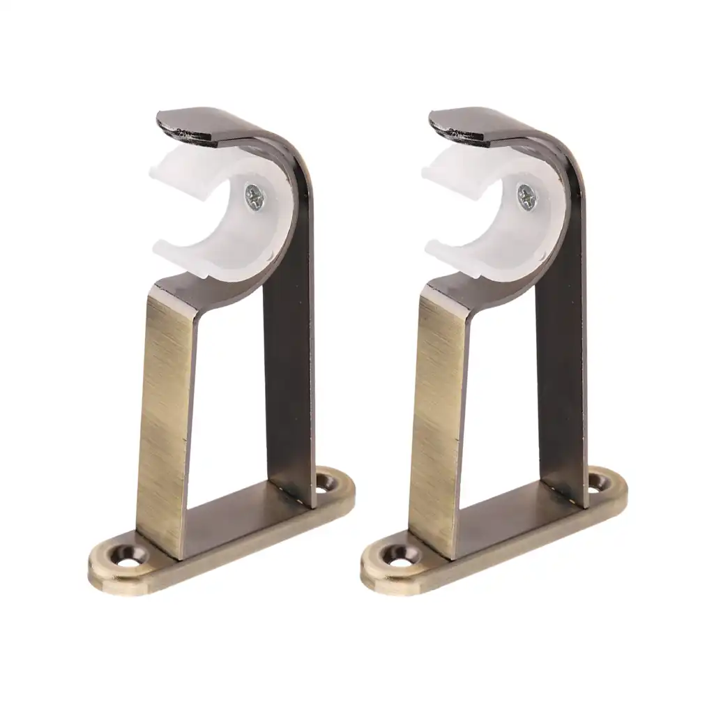 Durable 2pcs Iron Curtain Rod Pole Holder Support Wall Mounted