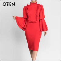 OTEN-woman-fashion-2018-Long-sleeve-Front-Ruffle-Patchwork-sexy-office-work-wear-Pencil-knee-length