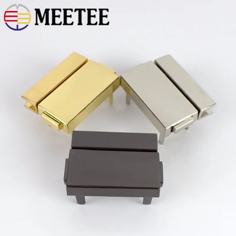

Meetee 38x29mm Rectangular Metal Press Push Locks Women Bag Spring Lock Snap Decorative Clasps Closure DIY Hardware Accessories