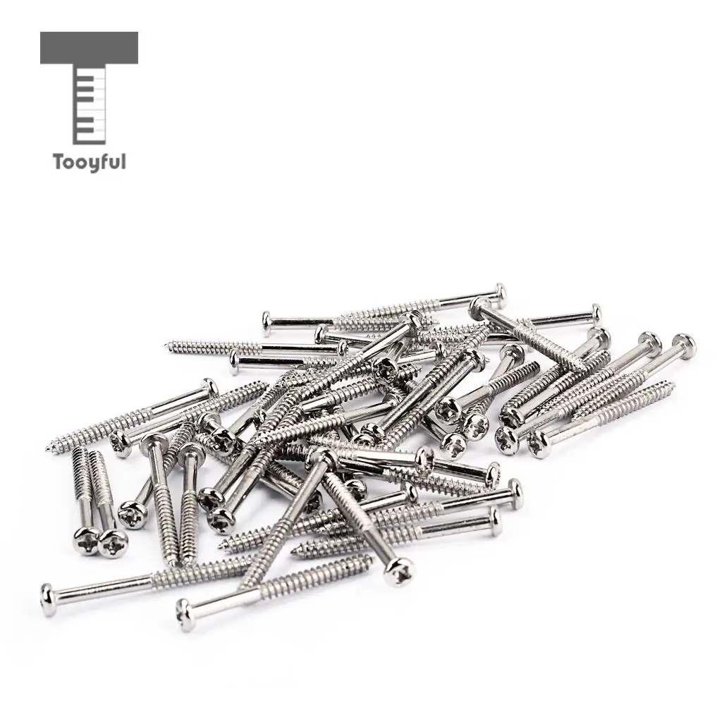 Tooyful 50 Pieces Iron Bass Pickup Mounting Screws for PB JB Electric Bass Pickup P90 Pickup Parts Nickel 
