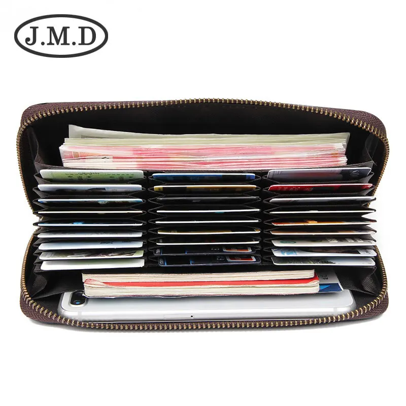 

J.M.D New Multi Card Long Genuine Leather Wallet Unisex RFID Shield Card Bag 8440