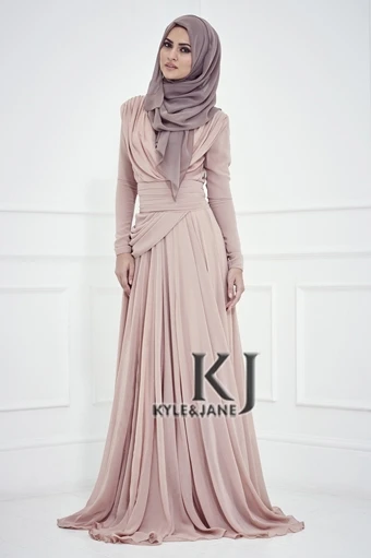 

Floor Length Muslim gown long Sleeve Custom vestido de festa Formal Evening Gown 2018 Robe De Soiree mother of the bride dresses