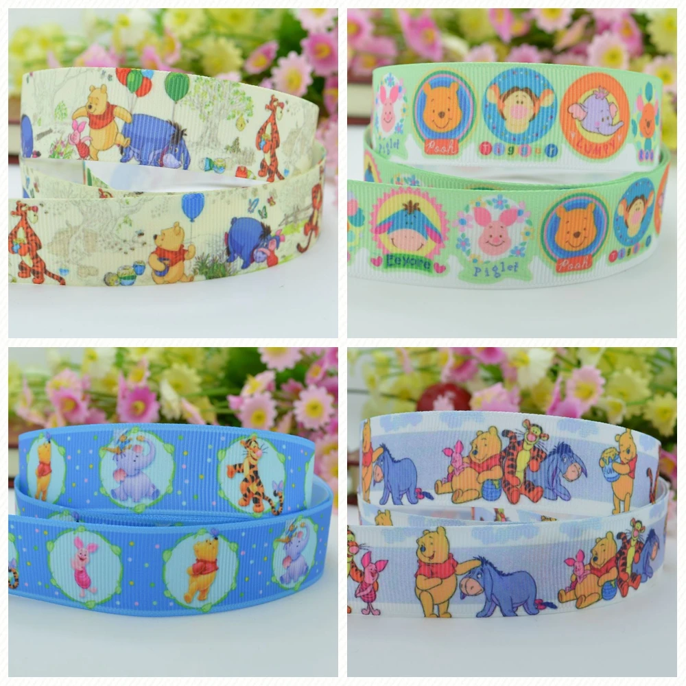 DUWES 7/8 &quot22 мм 2 5 10 20 50 ярдов Винни мишки печатных grosgrain ленты волос лук DIY ручной
