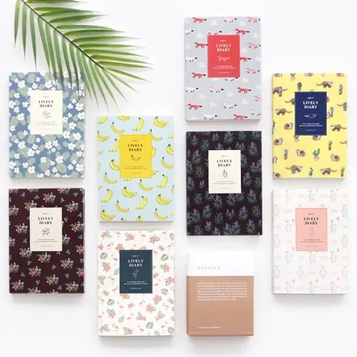 

Lovely floral design 2017 agenda monthly weekly planner 176P Free Shipping Korean fashion journal with PVC cover girls gift
