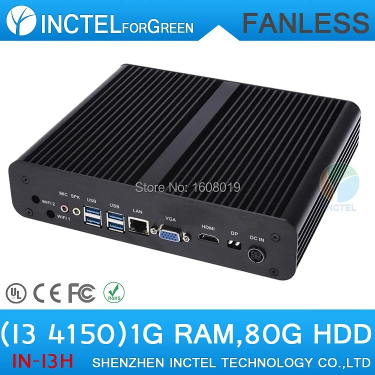 

Mini Computer ITX HTPC Fanless PC i3 4150 with Core i3 4150 3.5Ghz HDMI VGA display 1G RAM 80G HDD Windows Linux