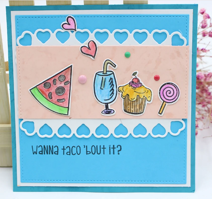 

AZSG Watermelon Cake Lollipop Cutting Dies Clear Stamps For DIY Scrapbooking Decoretive Embossing DIY Decoative Cards Die Cutter