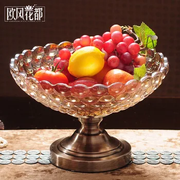 

European crystal bowl set Home Furnishing living room modern minimalist glass tea table three sets of large fruit plate