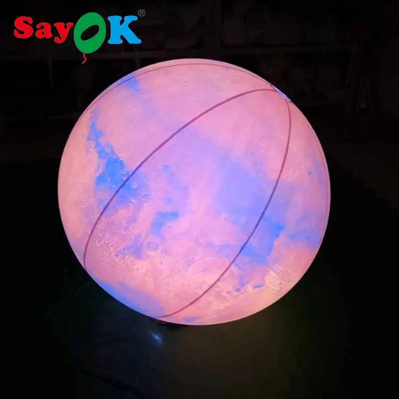 

0.18mm PVC Inflatable Helium Balloon,Inflatable Mars with Lights Inflatable Planets Solar System Mars Planet