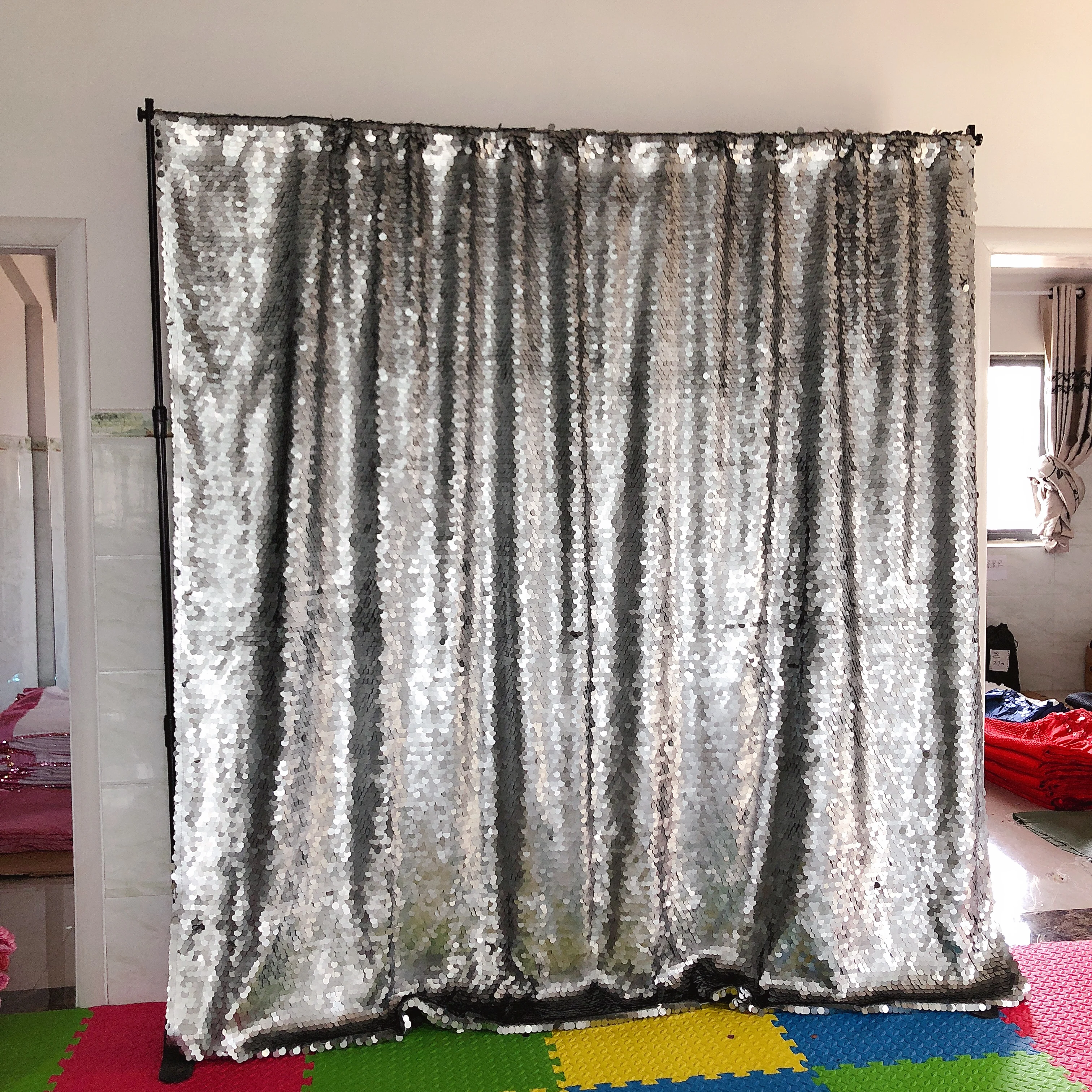 hot sale 8ft/240cm matte silver large sequin backdrop background for