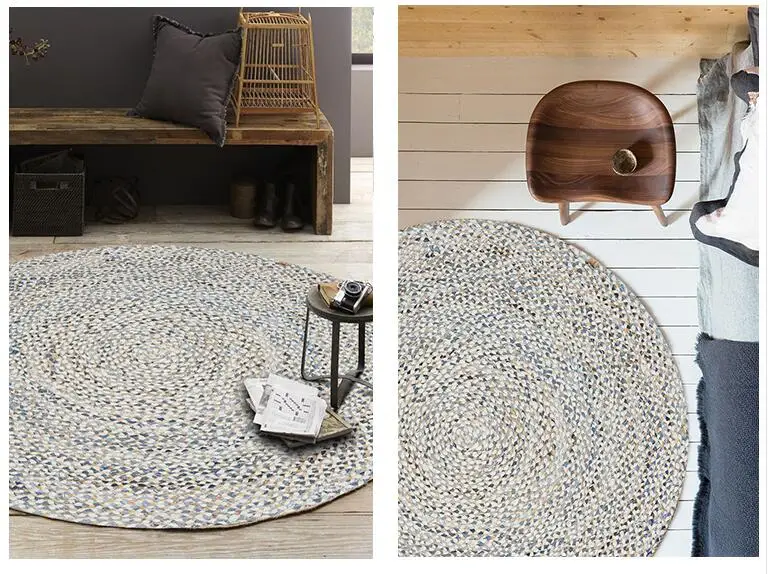 Горячая джутовый ковер ручной работы круглый напольный коврик для гостиной спальни чайный столик ковер из сизаля дверной коврик